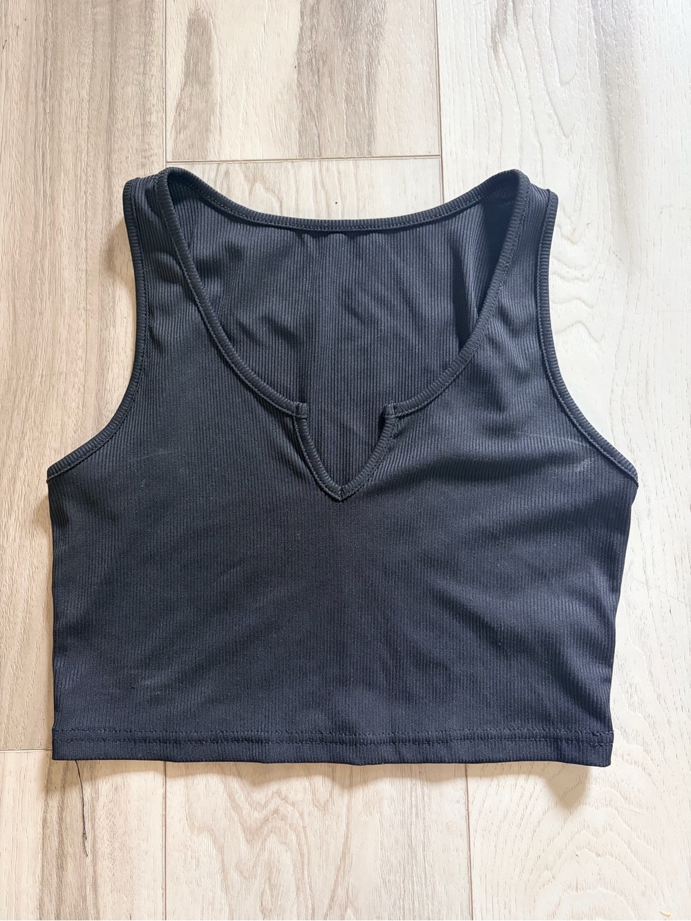 Women’s Black Ribbed V-Neck Crop Tank Top